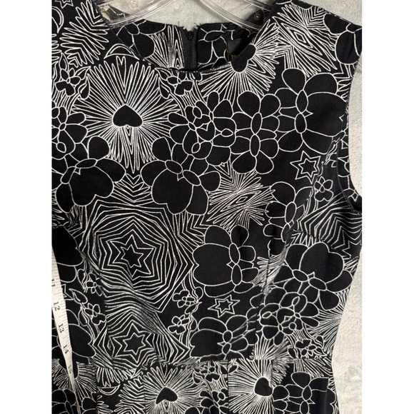 Nooworks Dress Black White Floral Geometric Fit Flare Sleeveless Dress Small - Picture 6 of 13